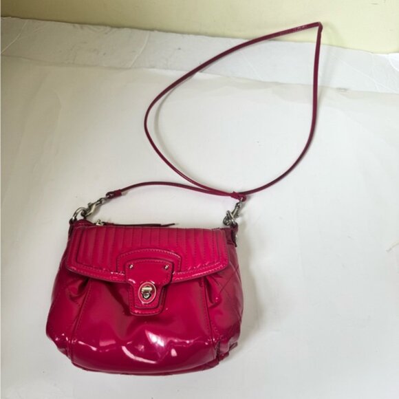 COACH Poppy Mini Willis Quilted Patent Leather Bag Crossbody Shoulder Turnlock - Picture 7 of 16